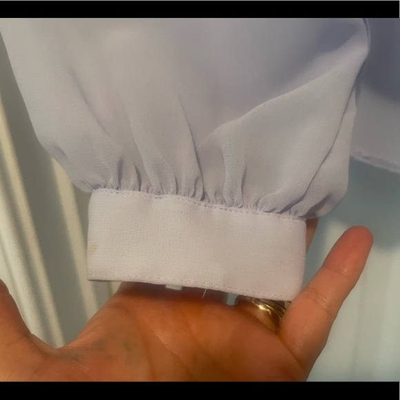 Vintage Woodward + lothrop sheer lavender ruffle blouse small- extremely RARE🖤 - Picture 4 of 10